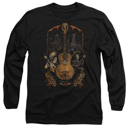 Front - Coco Unisex Adult Ernesto Miguel Hector Painted Poster With Guitar T-Shirt