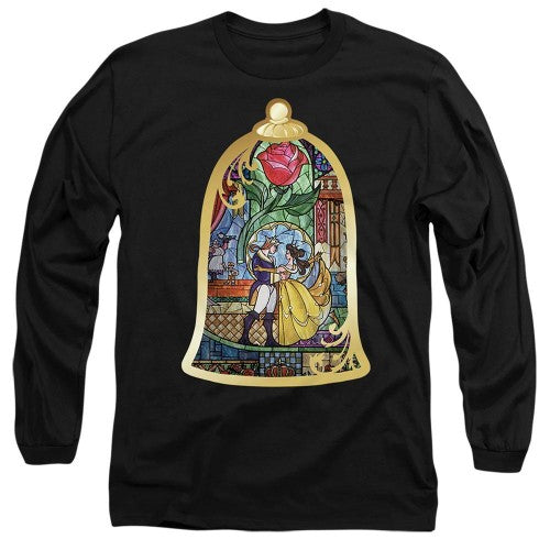 Front - Beauty And The Beast Unisex Adult Stained Glass T-Shirt