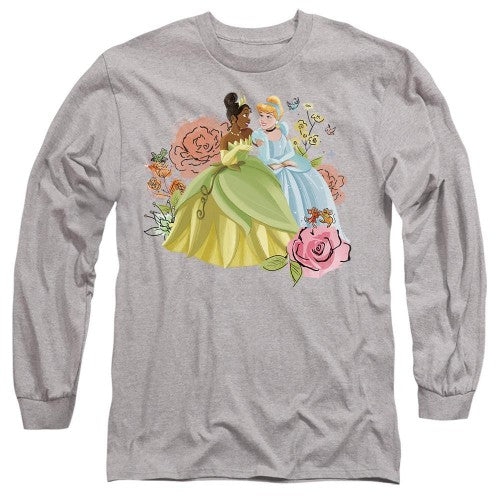 Front - Disney Princess Unisex Adult In The Garden Tiana And Cinderella T-Shirt