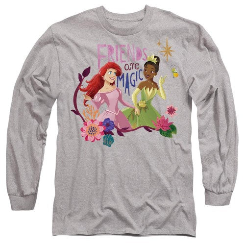 Front - Disney Princess Unisex Adult Friends Are Magic Ariel And Tiana T-Shirt