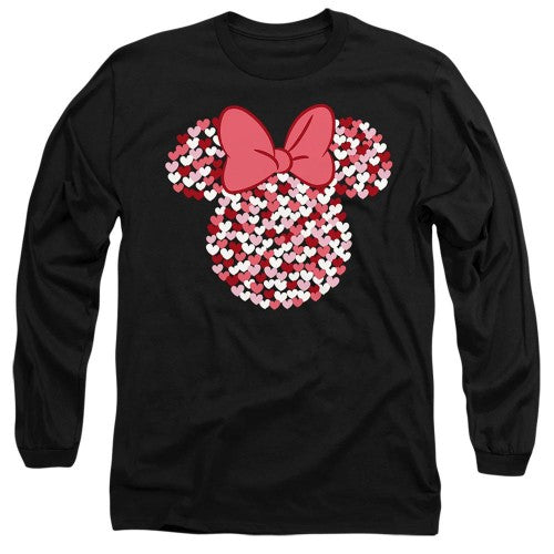 Front - Disney Unisex Adult Minnie Mouse Heart Ears Silhouette Valentine`s Day T-Shirt