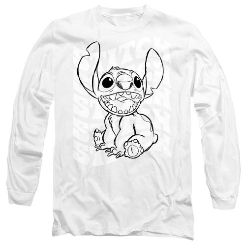 Front - Lilo & Stitch Unisex Adult Sketch Name Repeat T-Shirt