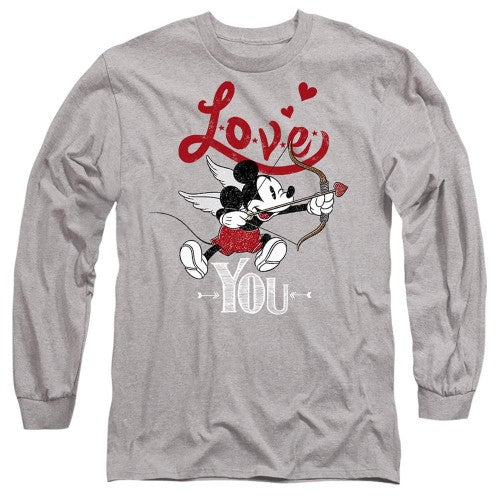 Front - Disney Unisex Adult Love You Mickey Mouse Cupid Valentine`s Day T-Shirt