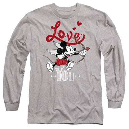 Front - Disney Unisex Adult Love You Mickey Mouse Cupid Valentine`s Day T-Shirt