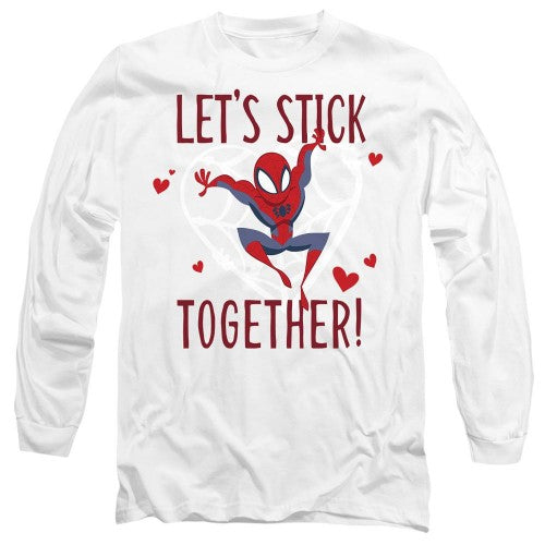 Front - Spider-Man Unisex Adult Stick Together Valentine`s Day T-Shirt