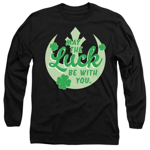 Front - Star Wars Unisex Adult Luck Rebel Sign St Patricks Day T-Shirt