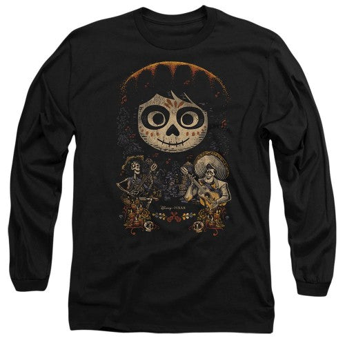 Front - Coco Unisex Adult Ernesto Miguel Hector Painted Poster With Skull T-Shirt