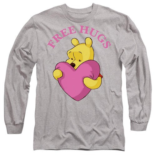Front - Winnie the Pooh Unisex Adult Free Hugs Valentine`s Day T-Shirt