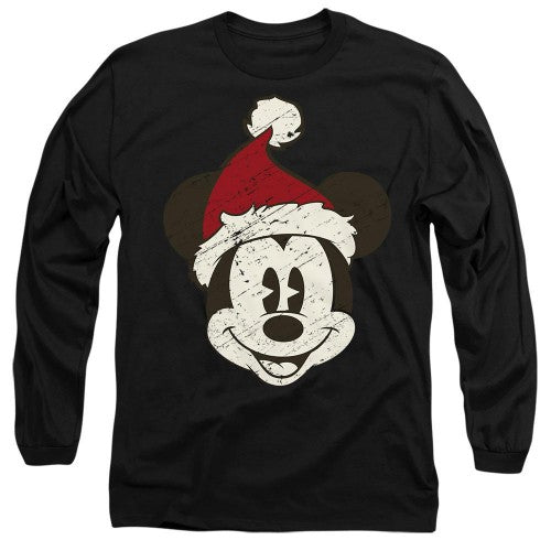 Front - Disney Unisex Adult Mickey Mouse Santa Face T-Shirt