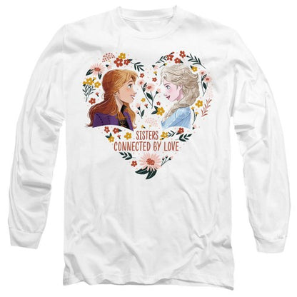 Front - Frozen Unisex Adult Sisters Connected By Love Elsa Anna Valentine`s Day T-Shirt
