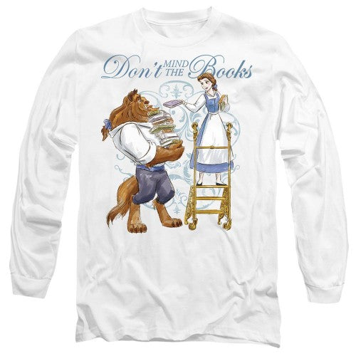 Front - Beauty And The Beast Unisex Adult Don´t Mind the Books T-Shirt