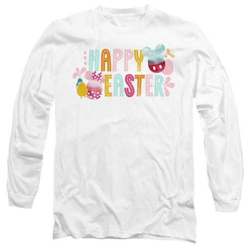 Front - Mickey Mouse Unisex Adult Happy Minnie Mouse Watercolour Eggs Easter T-Shirt