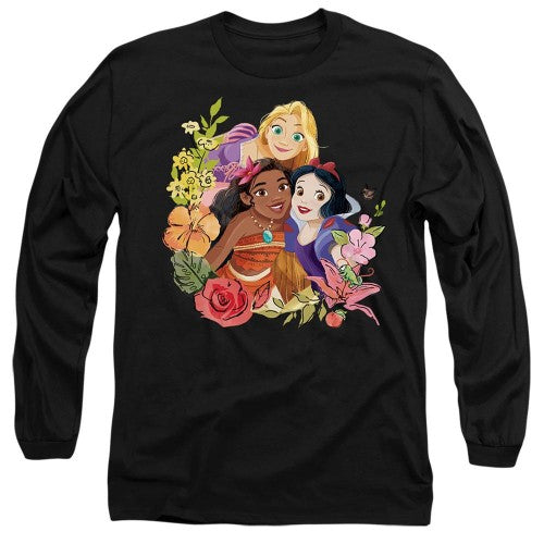Front - Disney Princess Unisex Adult Rapunzel Moana Snow White Bouquet T-Shirt
