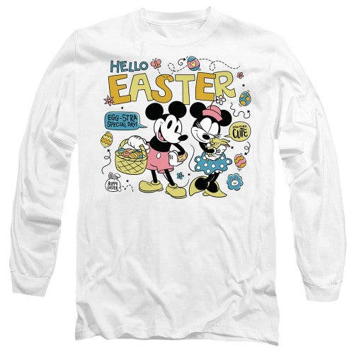Front - Mickey Mouse Unisex Adult Hello Easter! Minnie Mouse Easter T-Shirt