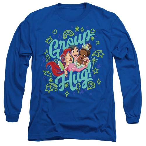 Front - Disney Princess Unisex Adult Group Hug! Ariel Mulan Tiana T-Shirt