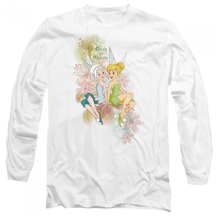 Front - Disney Fairies Unisex Adult Close To Nature Tinker Bell & Periwinkle T-Shirt