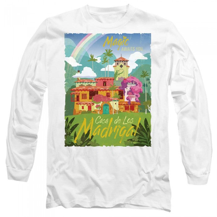 Front - Encanto Unisex Adult Magic Awaits You...Casa De Los Madrigal Poster T-Shirt