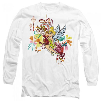 Front - Disney Fairies Unisex Adult Tinker Bell Geometric Floral T-Shirt