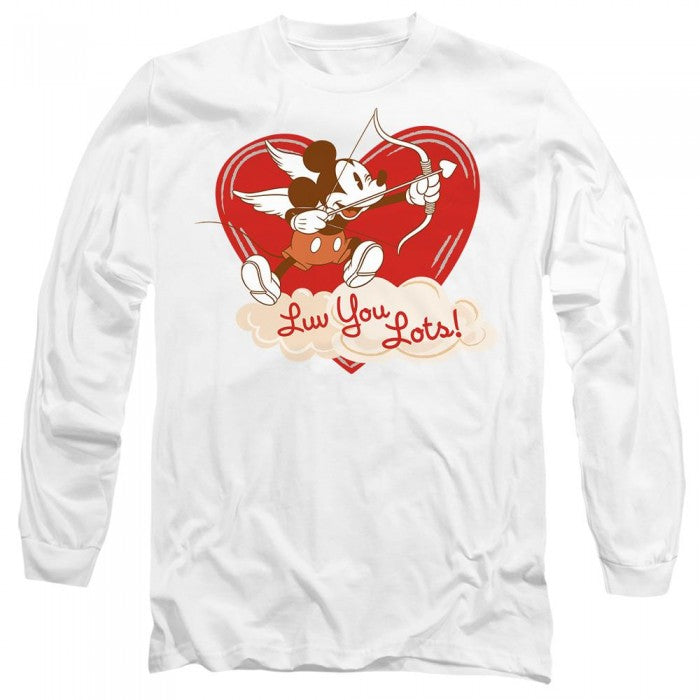 Front - Mickey Mouse Unisex Adult Luv You Lots! Vintage Valentine`s Day T-Shirt