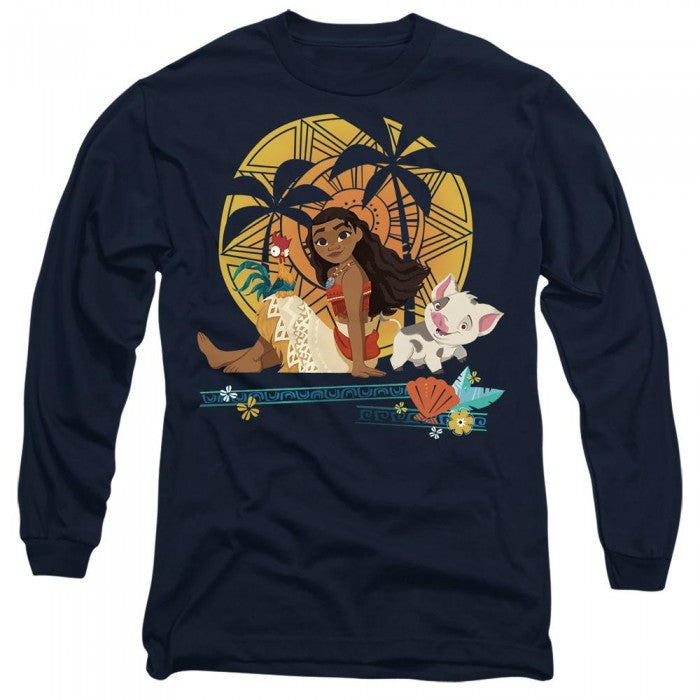 Front - Moana Unisex Adult Sitting Sunset T-Shirt