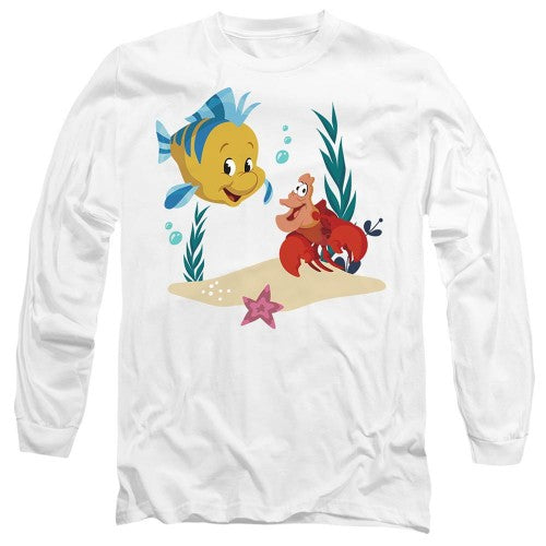 Front - The Little Mermaid Unisex Adult Flounder & Sebastian T-Shirt