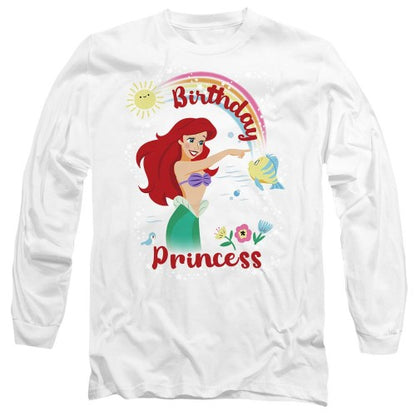 Front - The Little Mermaid Unisex Adult Birthday Princess Ariel & Flounder T-Shirt