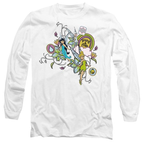 Front - Disney Fairies Unisex Adult Young And Free Tinker Bell & Periwinkle T-Shirt