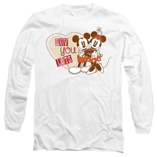 Front - Mickey Mouse Unisex Adult Luv You Lots Minnie Mouse Vintage Valentine`s Day T-Shirt