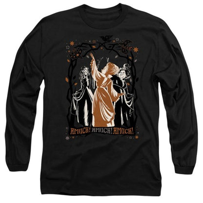 Front - Hocus Pocus 2 Unisex Adult Amuck, Amuck, Amuck! Sanderson Sisters Scene T-Shirt