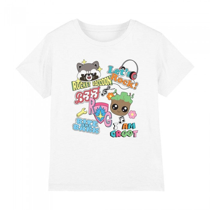 Front - Guardians Of The Galaxy Childrens/Kids Rocket & Groot Stickers T-Shirt