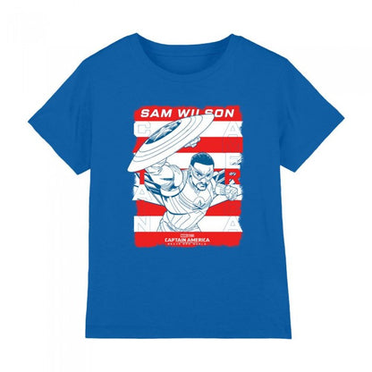 Front - Captain America: Brave New World Childrens/Kids Sam Wilson American Flag T-Shirt