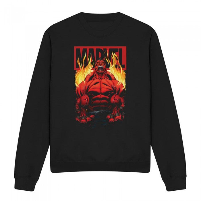 Front - Marvel Unisex Adult Red Hulk Fire Sweatshirt