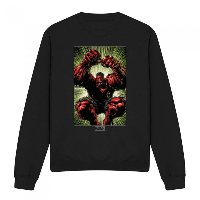 Front - Marvel Unisex Adult Red Hulk Attack Sweatshirt