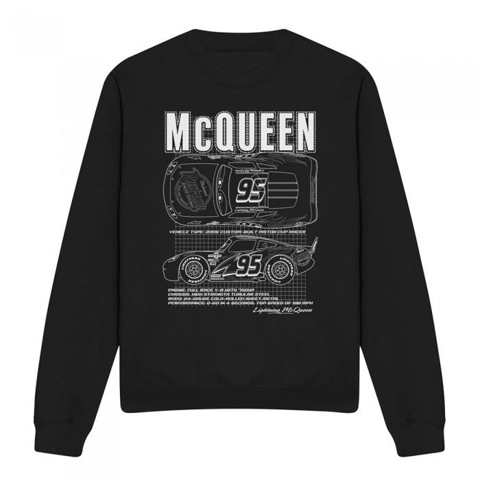 Front - Cars Unisex Adult Lightning McQueen Outline Sweatshirt