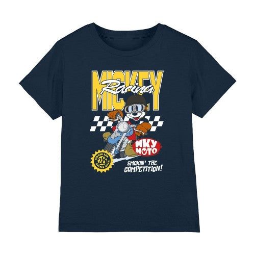 Front - Mickey Mouse Childrens/Kids Racing Motorbike T-Shirt