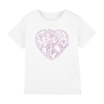 Front - Frozen Childrens/Kids Anna And Elsa Heart T-Shirt