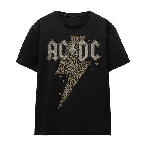 Front - AC/DC Unisex Adult Leopard Print Bolt T-Shirt