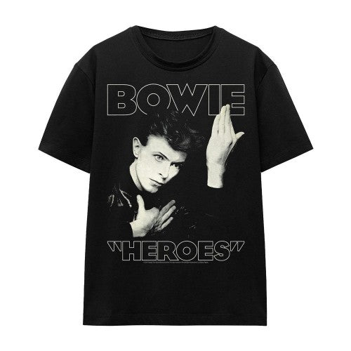 Front - David Bowie Unisex Adult Heroes Cover T-Shirt