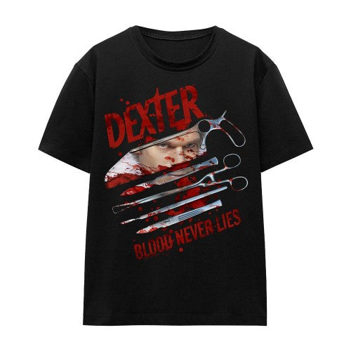 Front - Dexter Unisex Adult Blood Never Lies T-Shirt