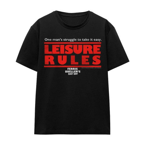Front - Ferris Bueller´s Day Off Unisex Adult Leisure Rules T-Shirt