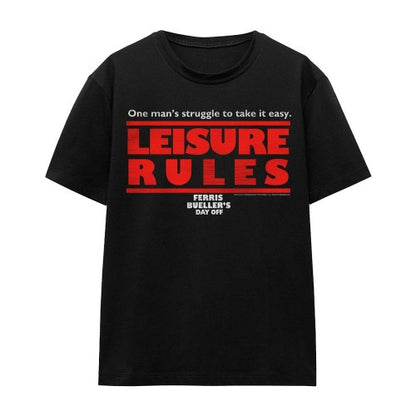 Front - Ferris Bueller´s Day Off Unisex Adult Leisure Rules T-Shirt