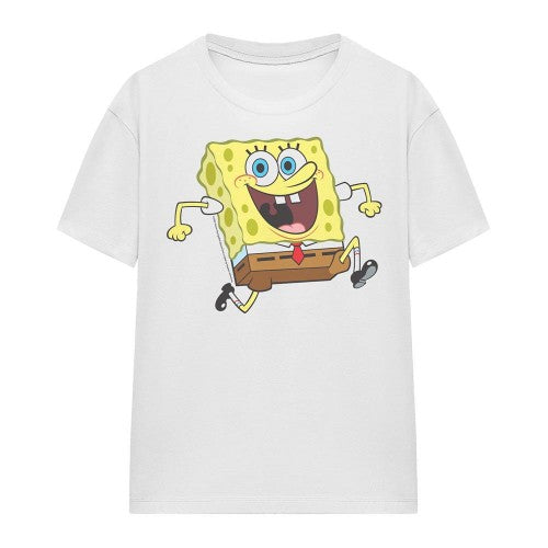 Front - SpongeBob SquarePants Unisex Adult Happy Running T-Shirt