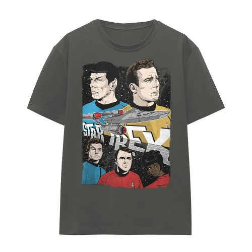 Front - Star Trek Unisex Adult Illustrated Crew T-Shirt