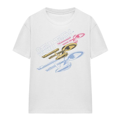 Front - Star Trek Unisex Adult Tri Enterprise Retro T-Shirt