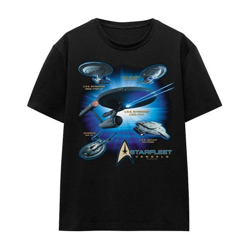 Front - Star Trek Unisex Adult Starfleet Vessels T-Shirt