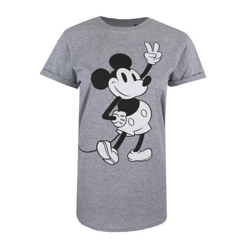 Front - Disney Womens/Ladies Mickey Mouse Peace Heather T-Shirt