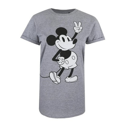 Front - Disney Womens/Ladies Mickey Mouse Peace Heather T-Shirt