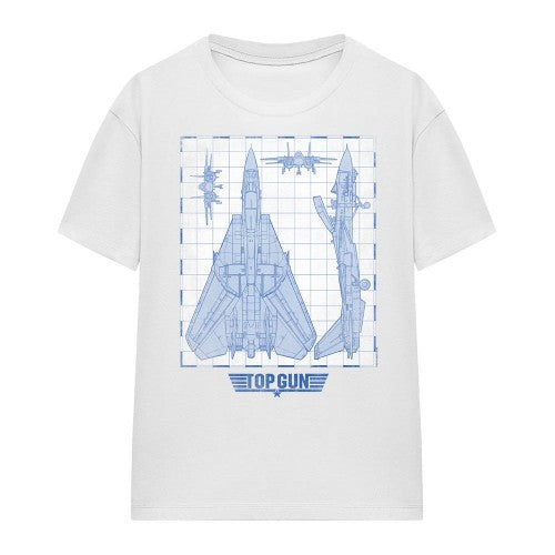 Front - Top Gun Unisex Adult Jet Diagram T-Shirt