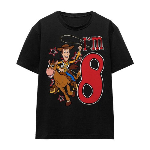 Front - Toy Story Unisex Adult I´m 8 Woody Birthday T-Shirt