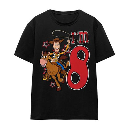 Front - Toy Story Unisex Adult I´m 8 Woody Birthday T-Shirt
